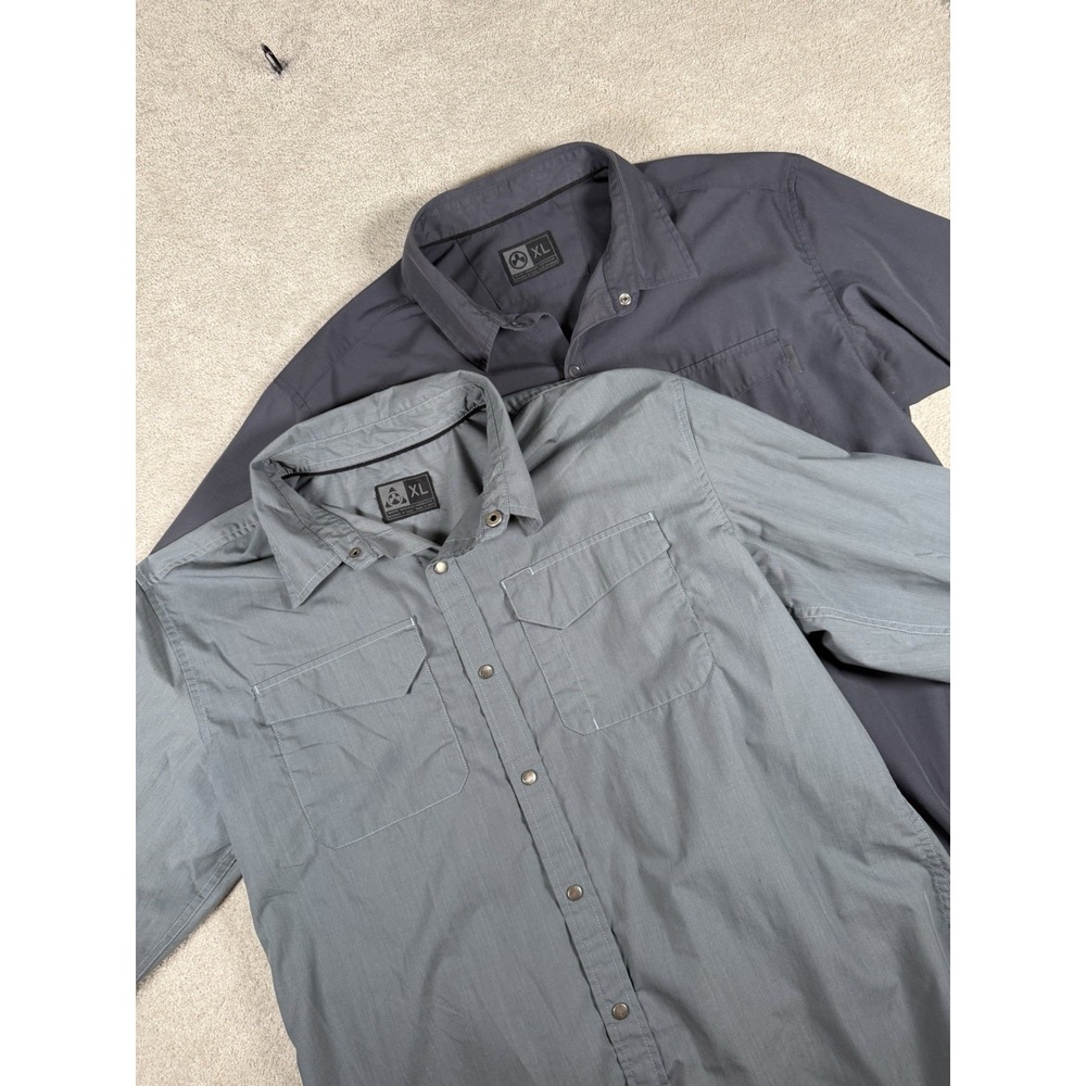 Lot Of 2 Magpul Industries Men Gray Blue Tactical L/S Snap Button Shirt Size XL